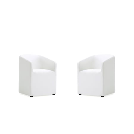 Manhattan Comfort Anna Round Faux Leather Dining Chair in Cream - Set of 2 2-DC059AR-CR
